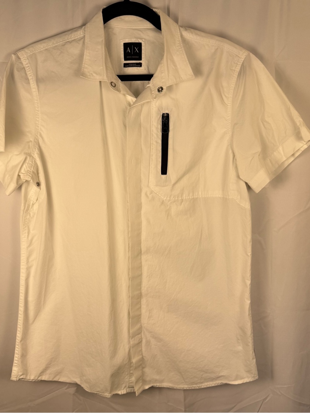 Armani Exchange AX White Zip Pocket Button Down Shirt Large Fitted Casual